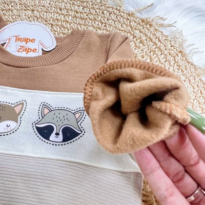 Conj. Casaco Bichinhos da Floresta e Calça de Moletom - Areia